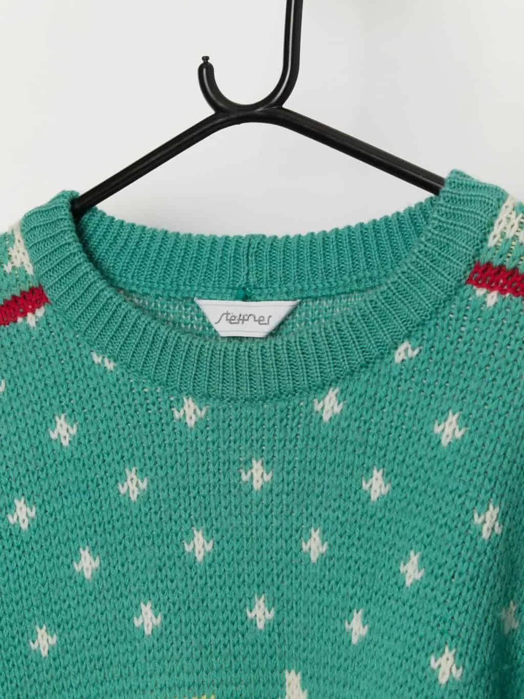 80s vintage Steffner wool ski jumper in green – Medium / Large