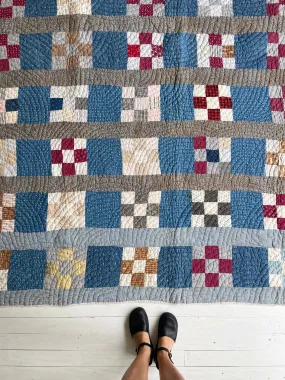 Antique Calico Nine Patch Quilt