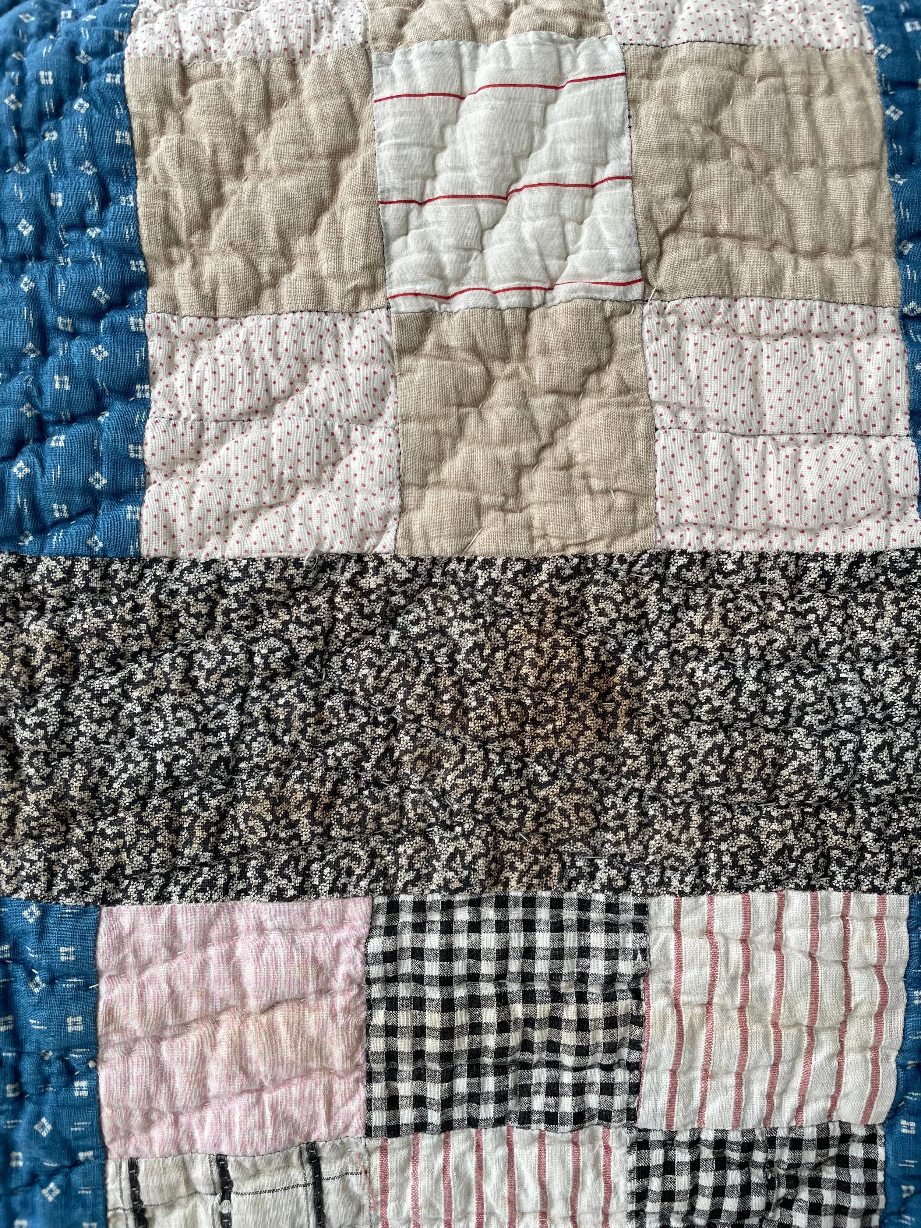 Antique Calico Nine Patch Quilt