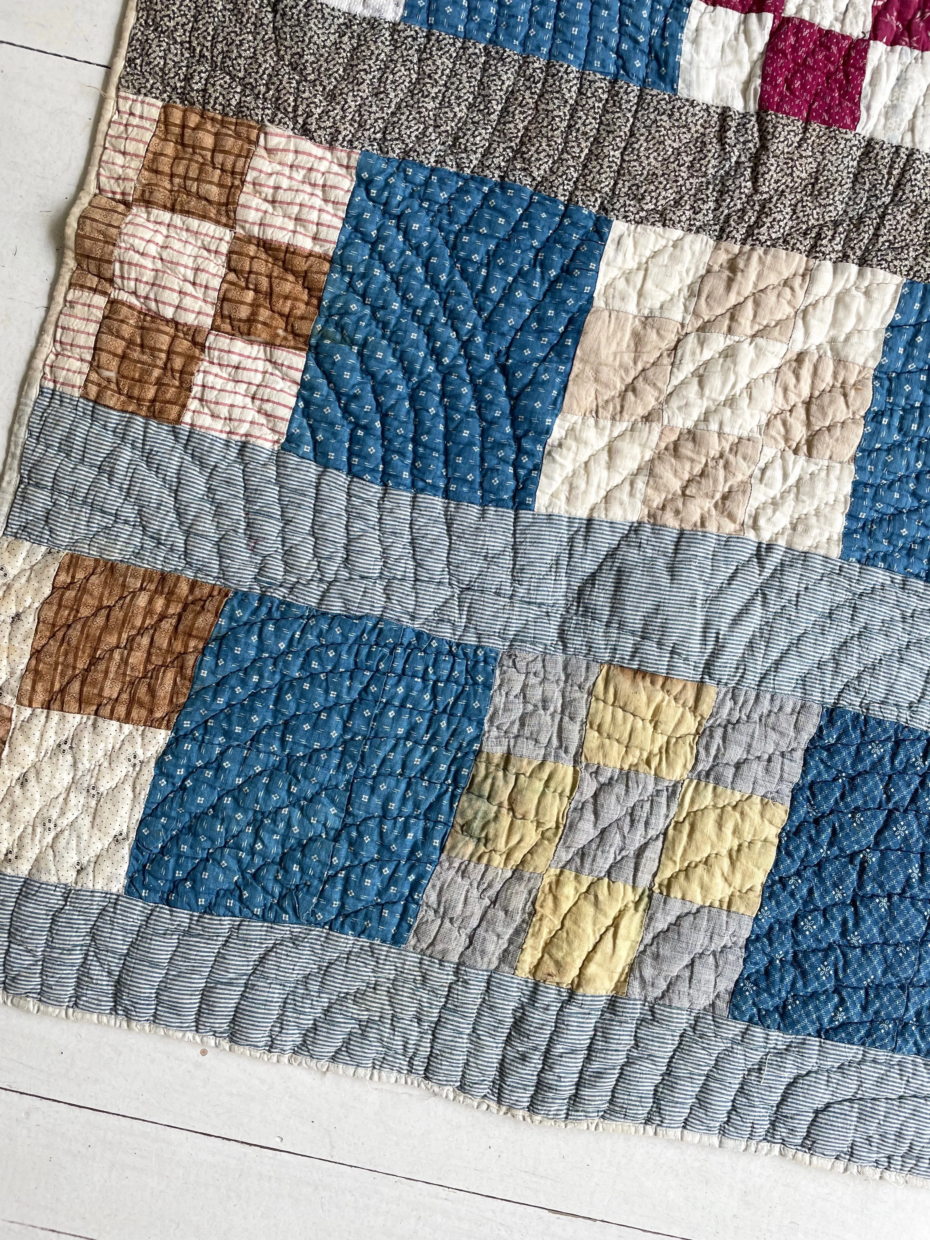 Antique Calico Nine Patch Quilt