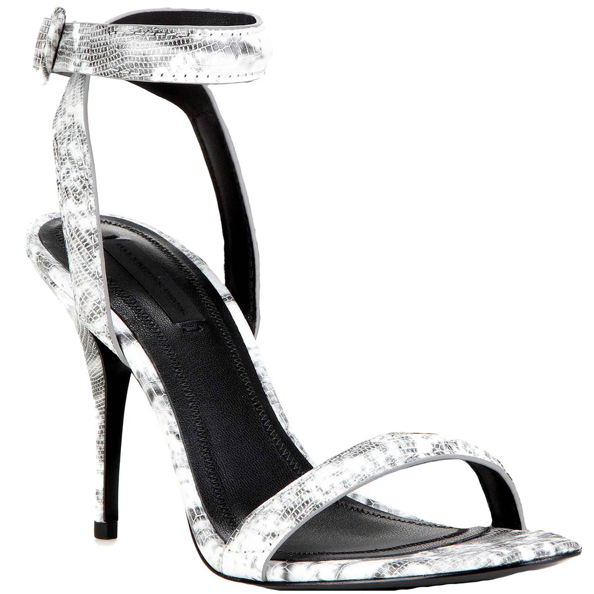 Antonia Heel Lizard Calf, Black/White