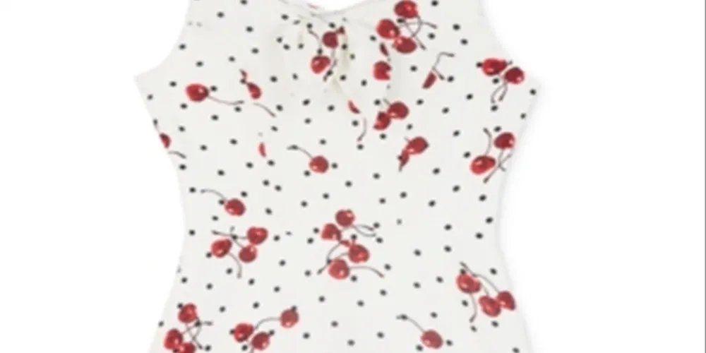 BCX Big Girl's Cherry Print Skater Dress White Size 14