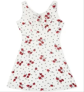 BCX Big Girl's Cherry Print Skater Dress White Size 14