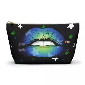 Black Makeup Bag with Blue Lips