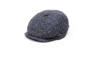 Blue Herringbone Wool Flat Cap