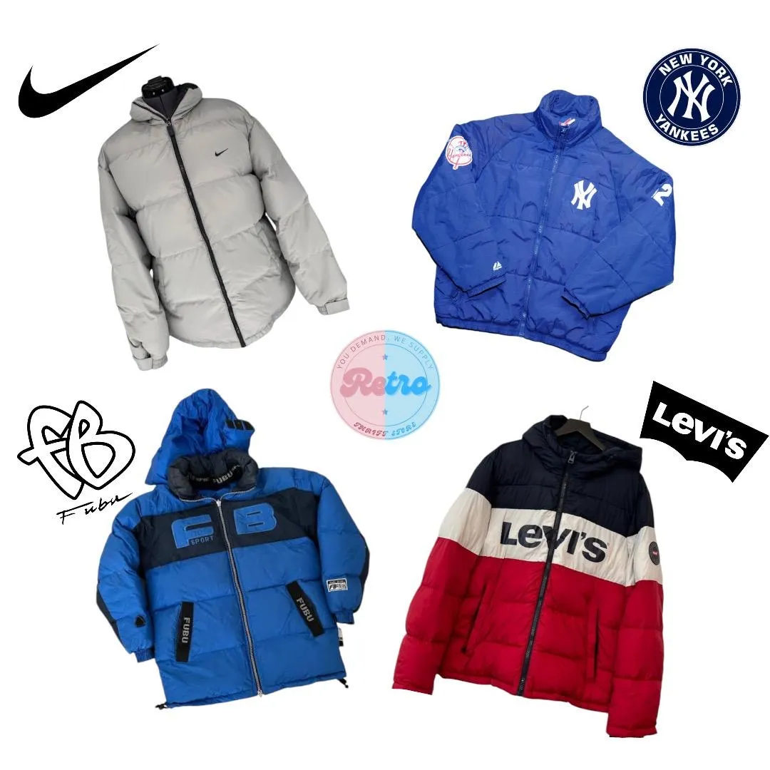 Branded Puffer Jackets | Fubu*NYyankees*Levi's*Nike*FredPerry* 9 Pieces