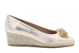 Bruno's Gold Wedge Shoe with Brooch