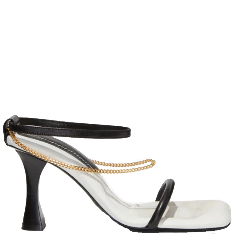 Chained Sandal 90, Black/White