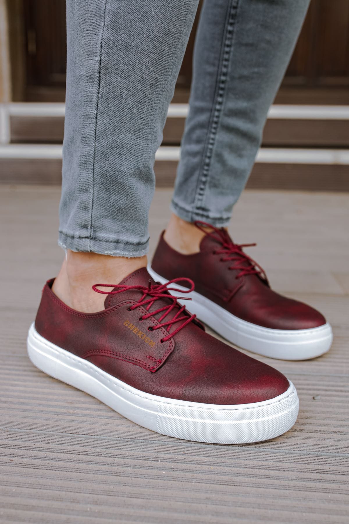 Chekich Men's Lace-up Claret Red Shoes ch005