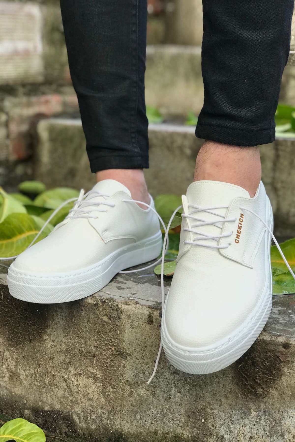 Chekich Men's Lace-up White Shoes ch005