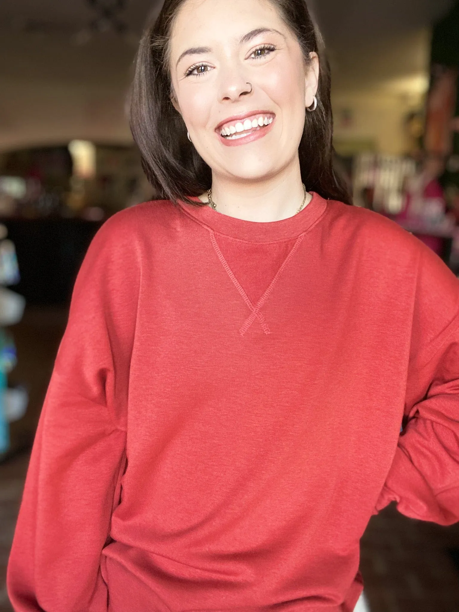 Cheri Cozy Sweatshirt-Rust