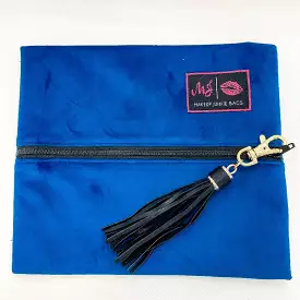 Cobalt Velvet Small Makeup Junkie Bag