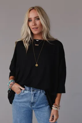 Cozy Cool Oversized Tee - Black