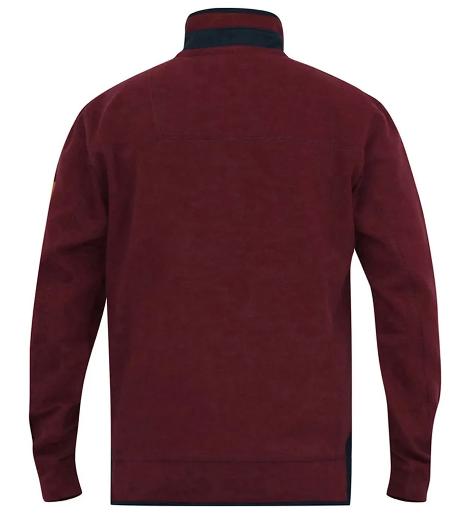 D555 Mens Burgundy Pique Fleece Sweatshirt With 1/4 Zip (HIRALDO)