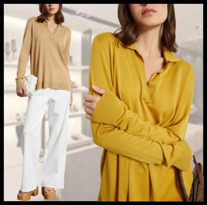 Diffusione Tessile  |Casual Style Wool Long Sleeves Plain Elegant Style