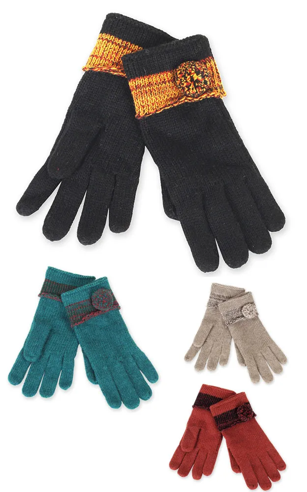 EAGL3521 Pompom Deco Knit Gloves (12prs Pack)