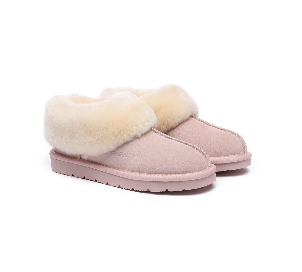 EVERAU UGG Sheepskin Wool Suede Ankle Slippers Homey