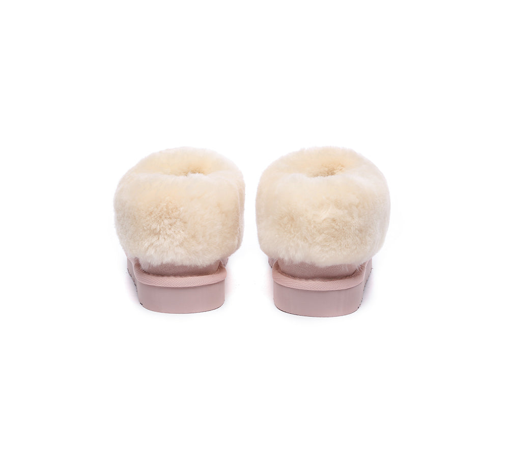 EVERAU UGG Sheepskin Wool Suede Ankle Slippers Homey