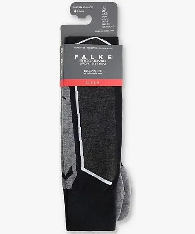 Falke Ergonomic Sport System Mens Black Mix SK4 abstract-pattern knee-high wool-blend knitted socks