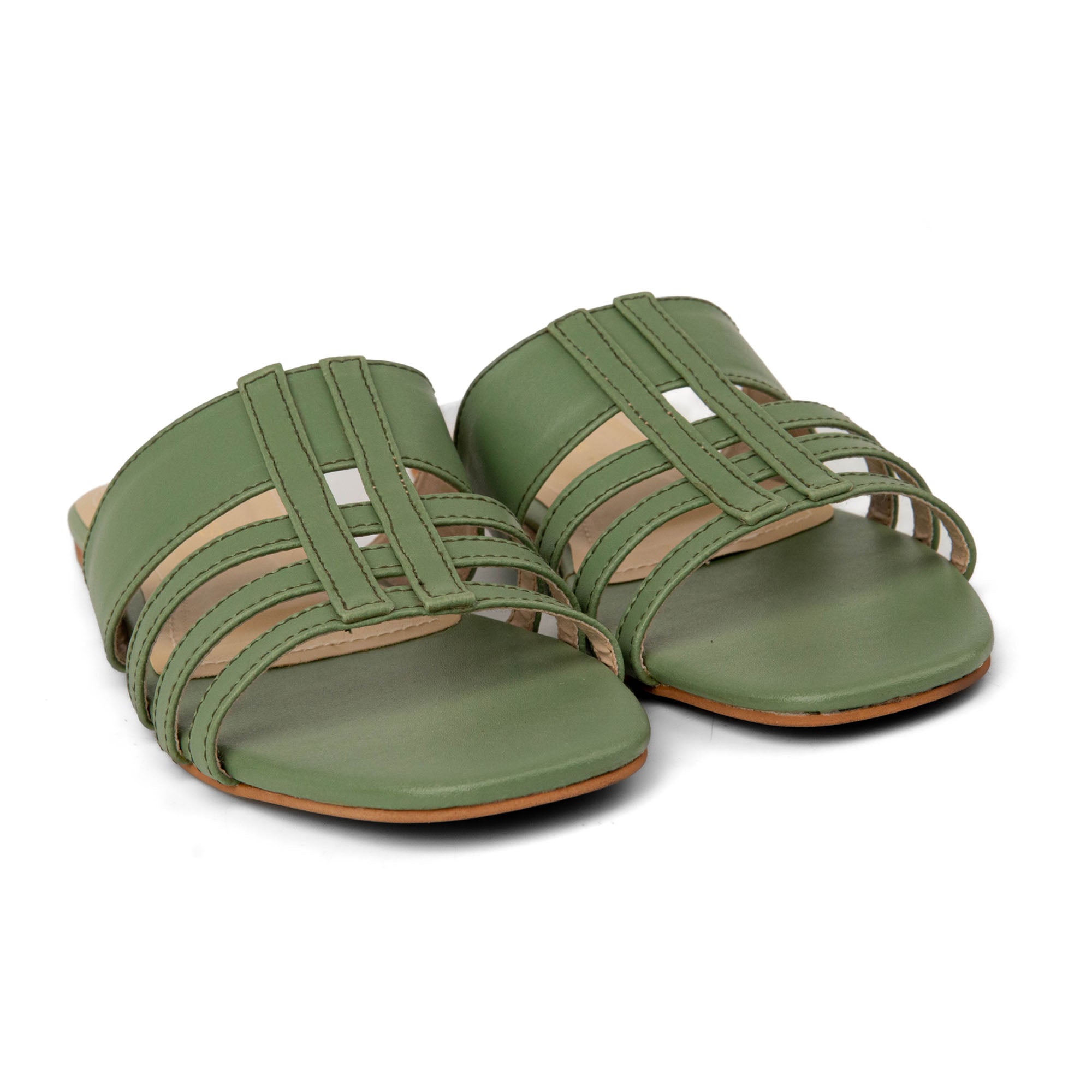 Green Multi Stripes Slides