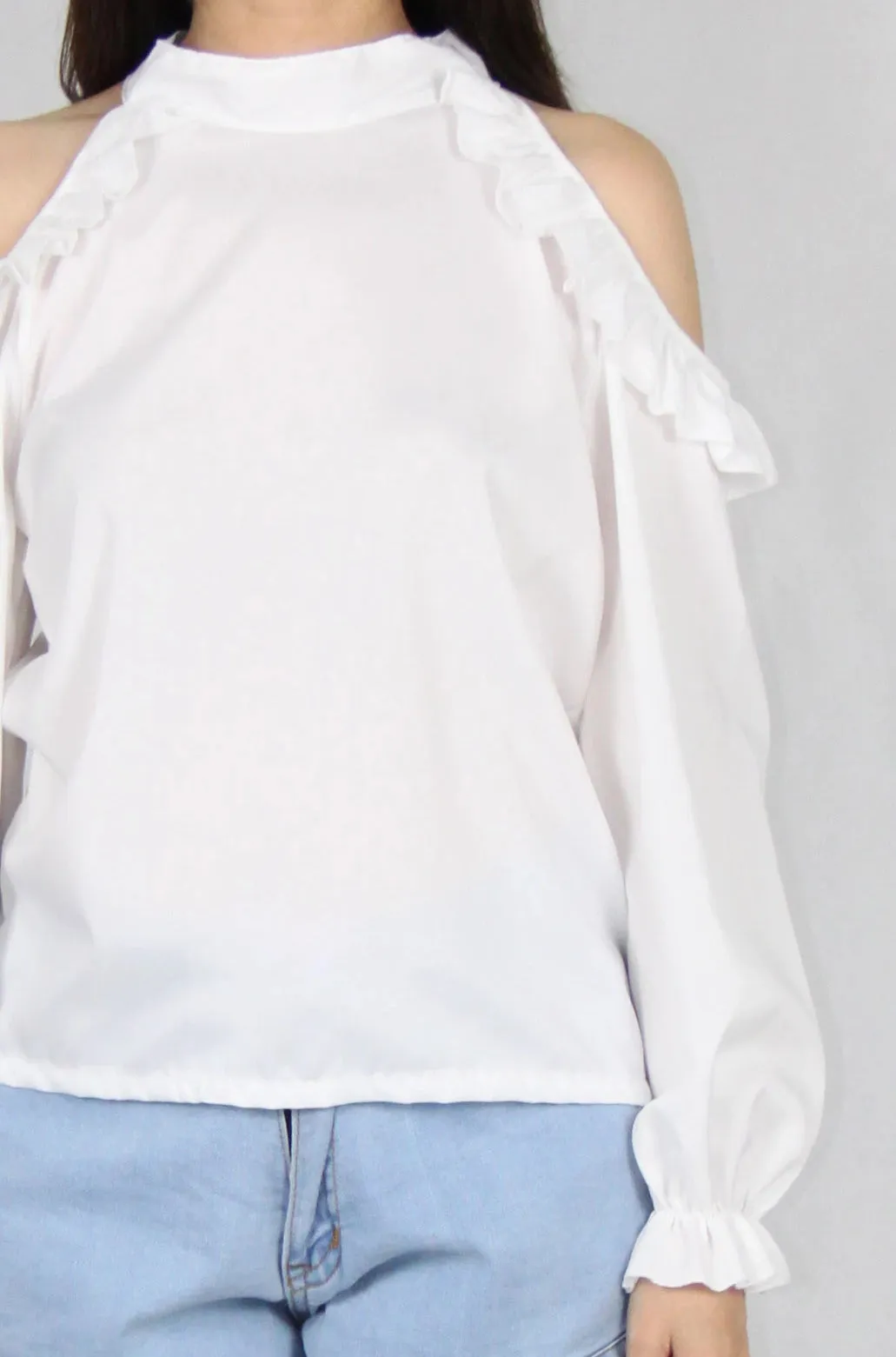 Halter Cold Shoulder Top in White