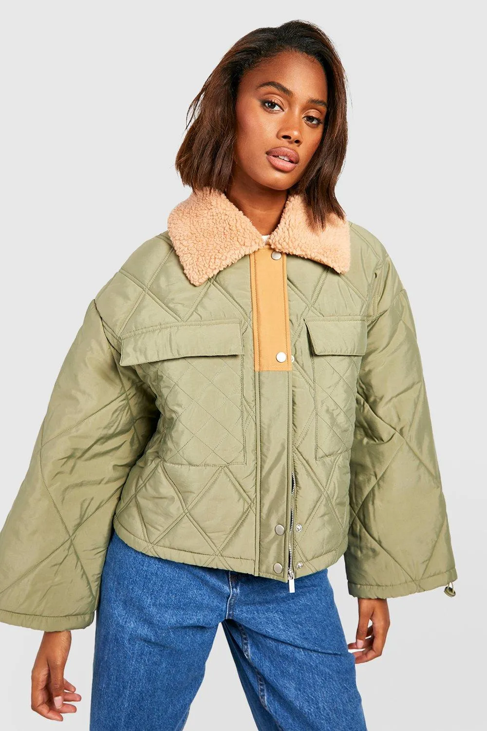 Jackets & Coats | Teddy Collar Quilted Puffer Jacket | boohoo