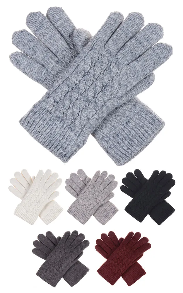 JG622 Knit Double Layer Fur Lining Knit Gloves 12prs Pack(JSP)