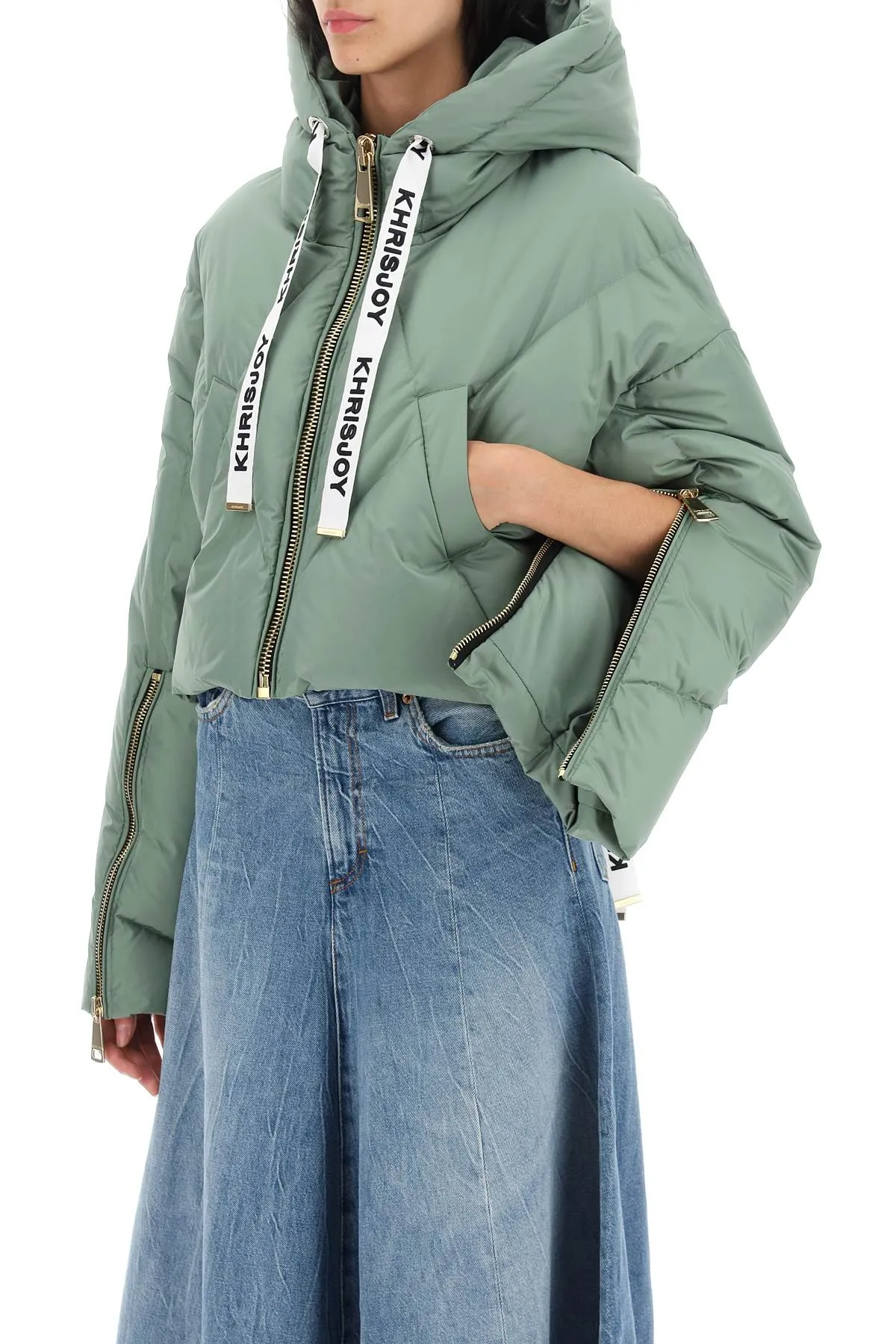 'Khris' Cropped Matte Finish Puffer Jacket