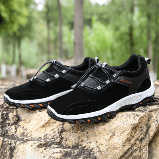 Libiyi Black Men Synthetic Suede Non Slip Outdoor Casual Hiking Shoes