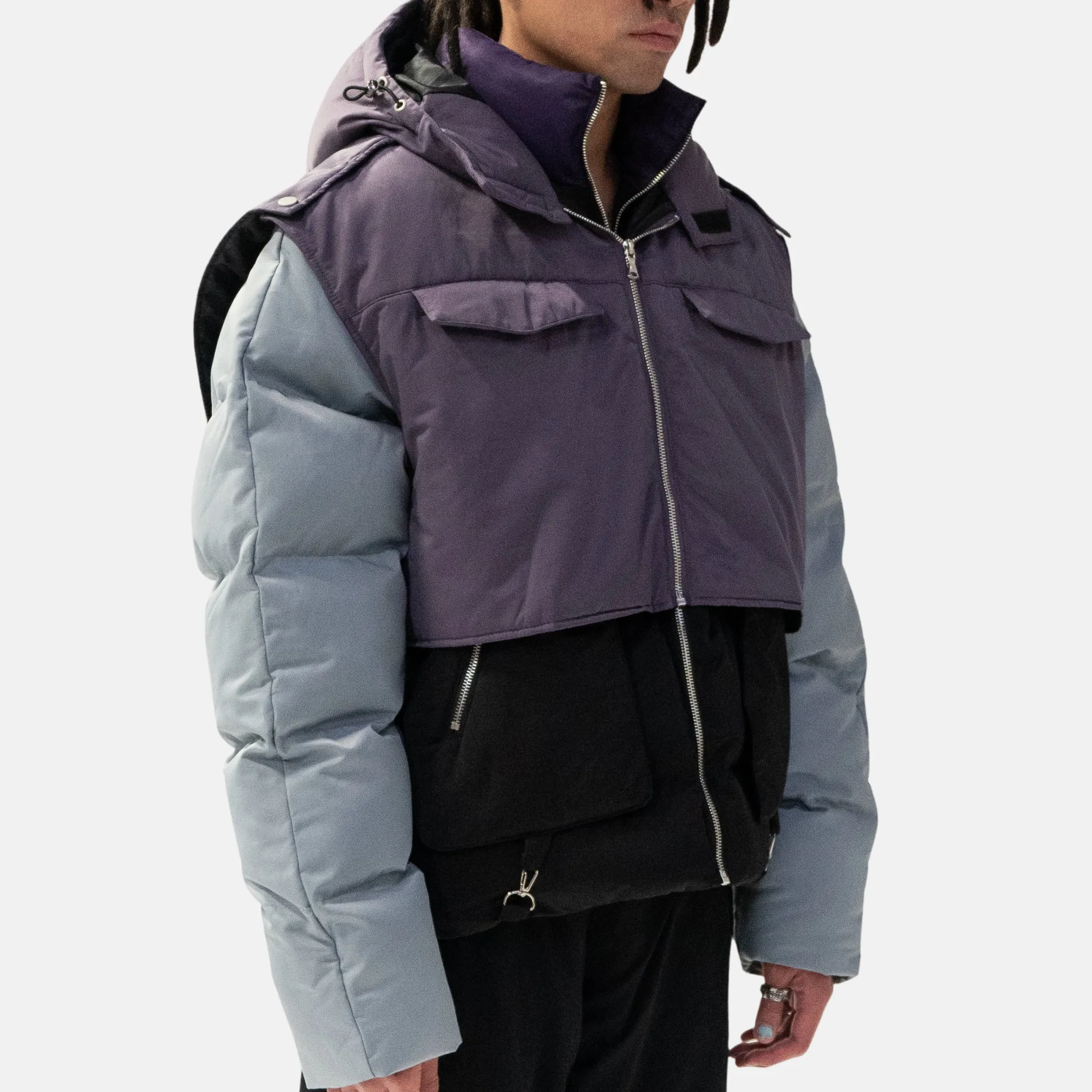 Lifted Anchors Daphne Layered Utility Midnight Puffer Coat