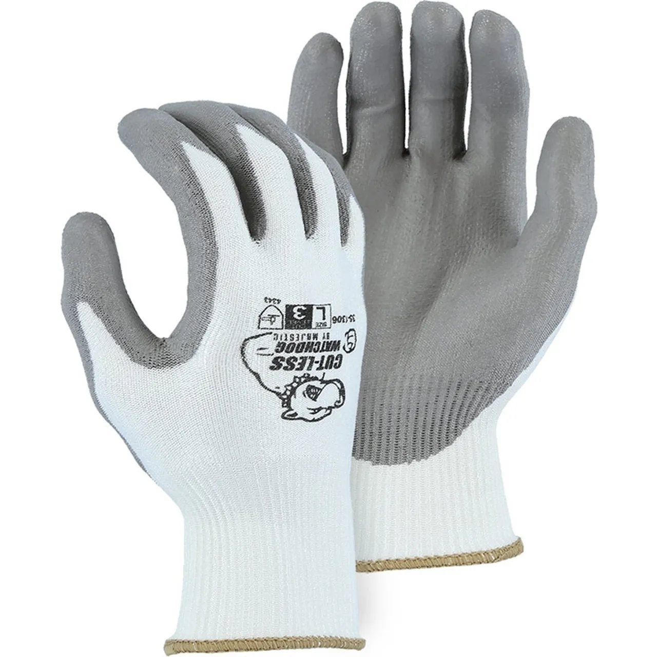 Majestic Box of 12 Pair A2 Cut Level Cut-Less Watchdog Seamless Knit Gloves Polyurethane 35-1306