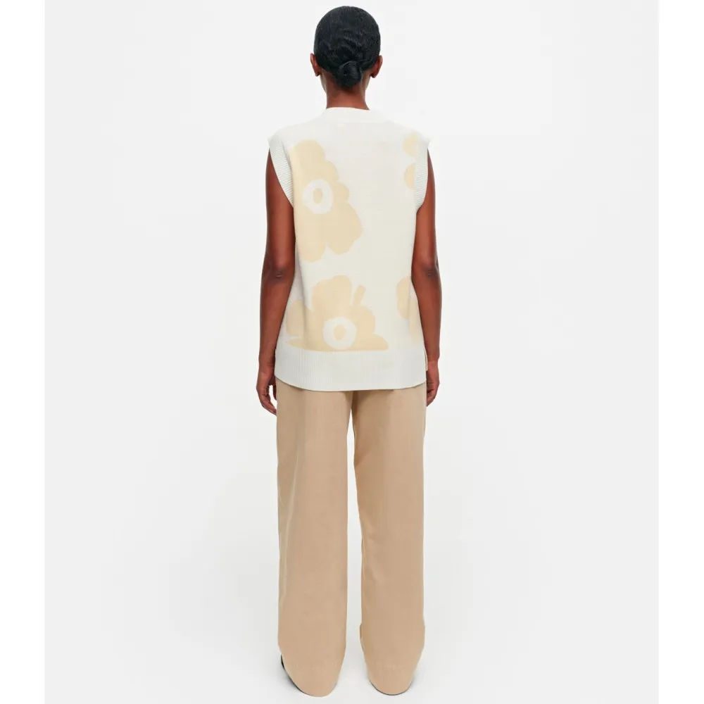 marimekko  |Crew Neck Flower Patterns Casual Style Wool Nylon Rib