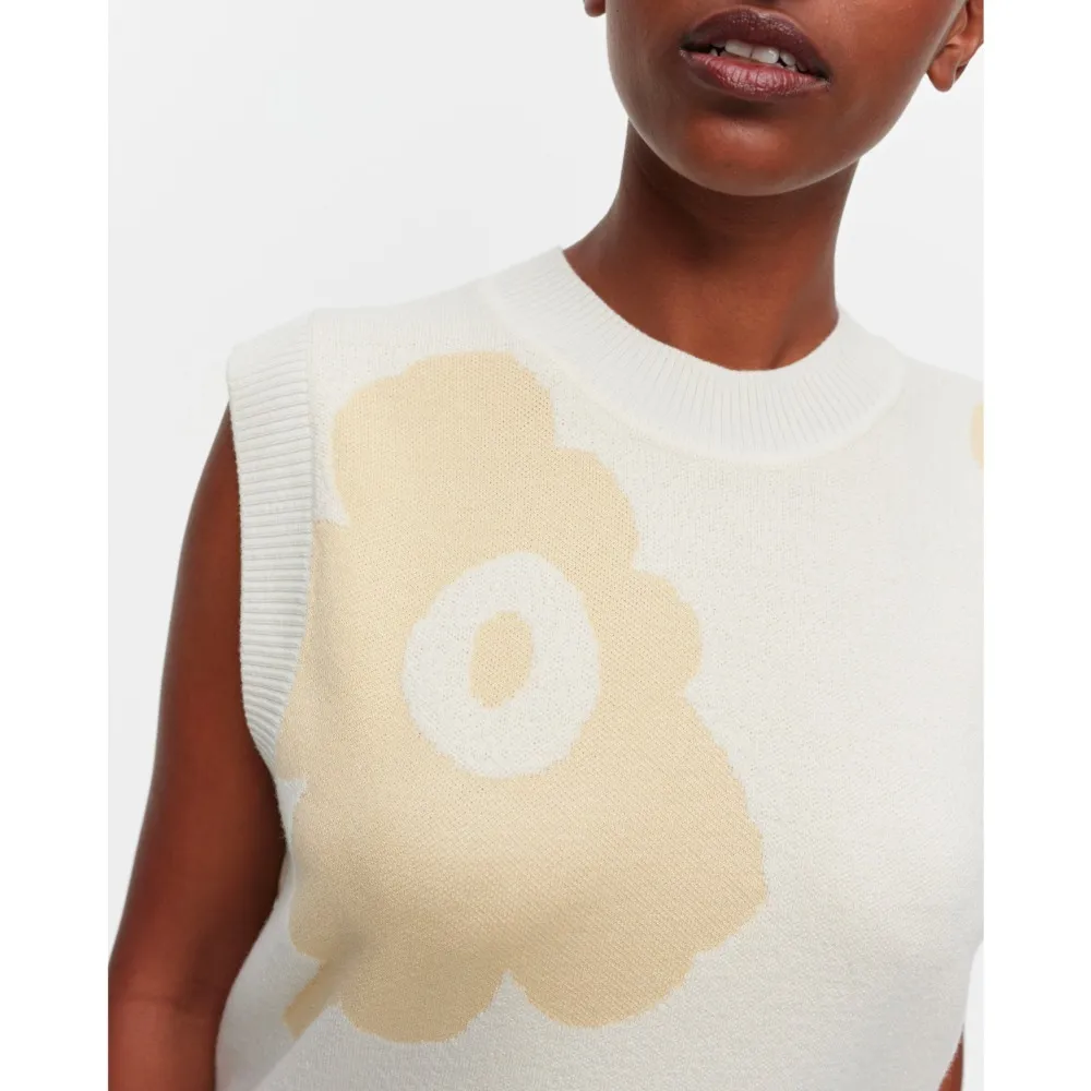 marimekko  |Crew Neck Flower Patterns Casual Style Wool Nylon Rib