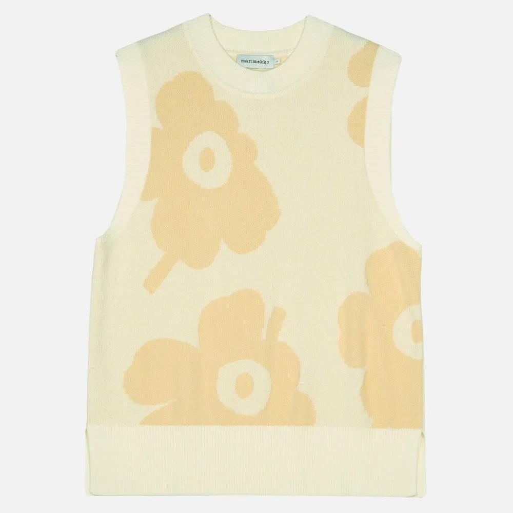 marimekko  |Crew Neck Flower Patterns Casual Style Wool Nylon Rib