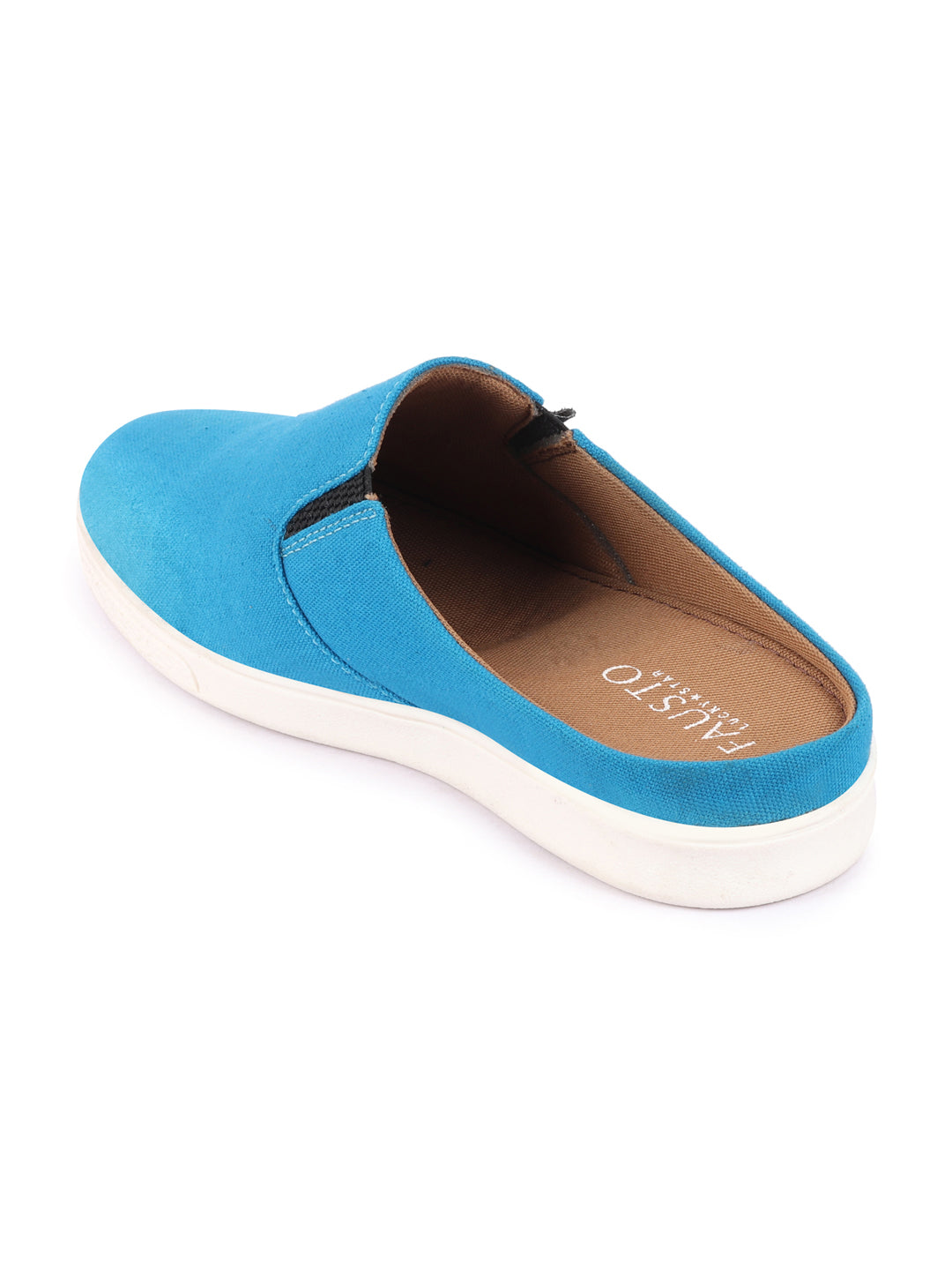 Men Light Blue Casual Back Open Canvas Stylish Slip On Shoes