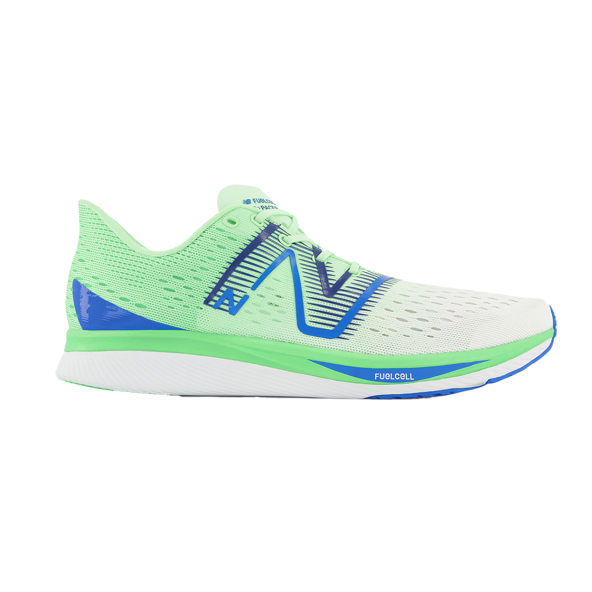 Men's New Balance FuelCell SuperComp Pacer, White/Vibrant Spring Glo, 11 D Medium