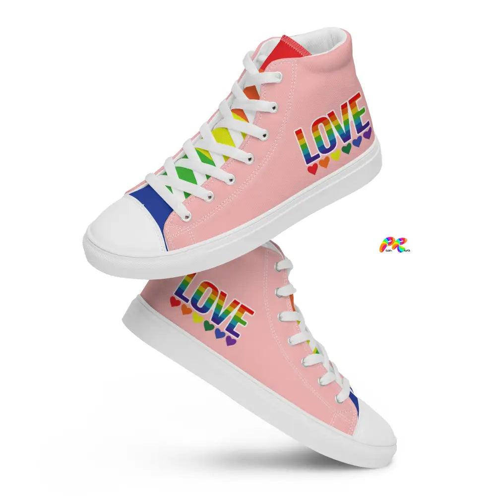 Men’s Pink Pride High Top Canvas Shoes