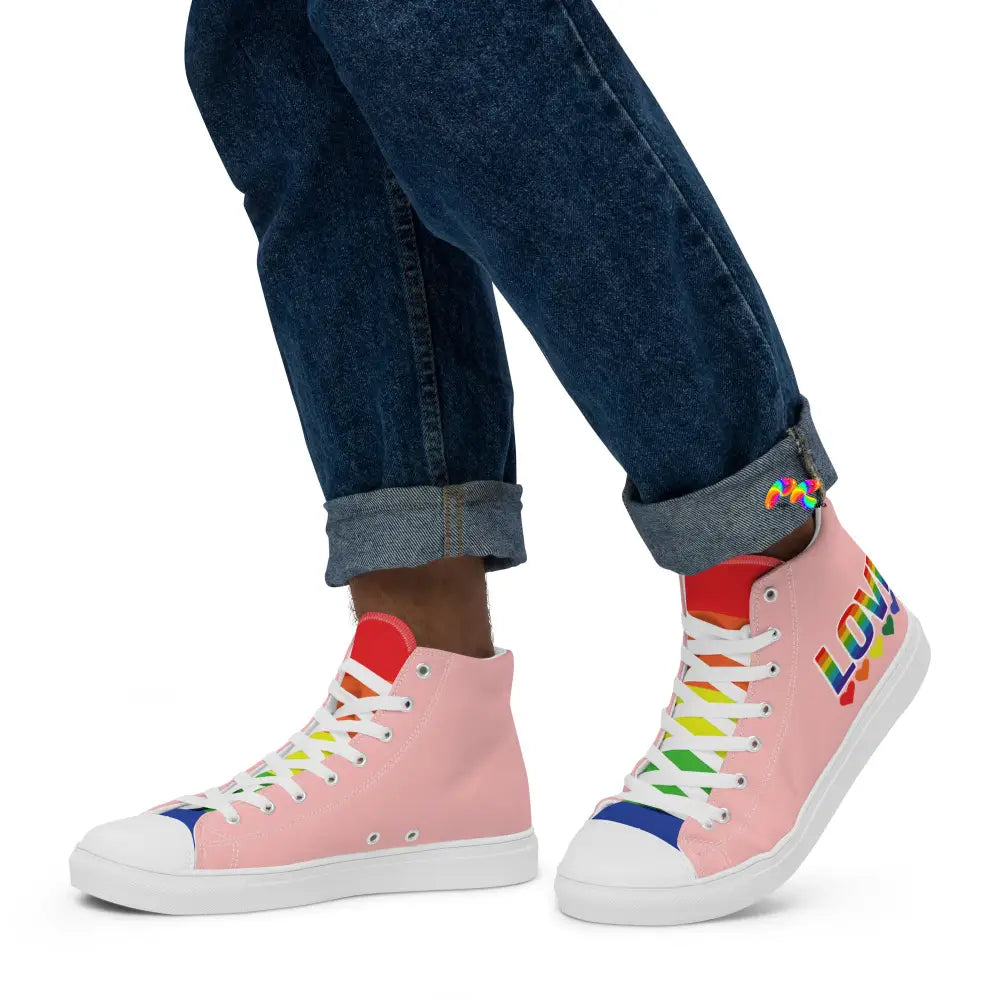 Men’s Pink Pride High Top Canvas Shoes