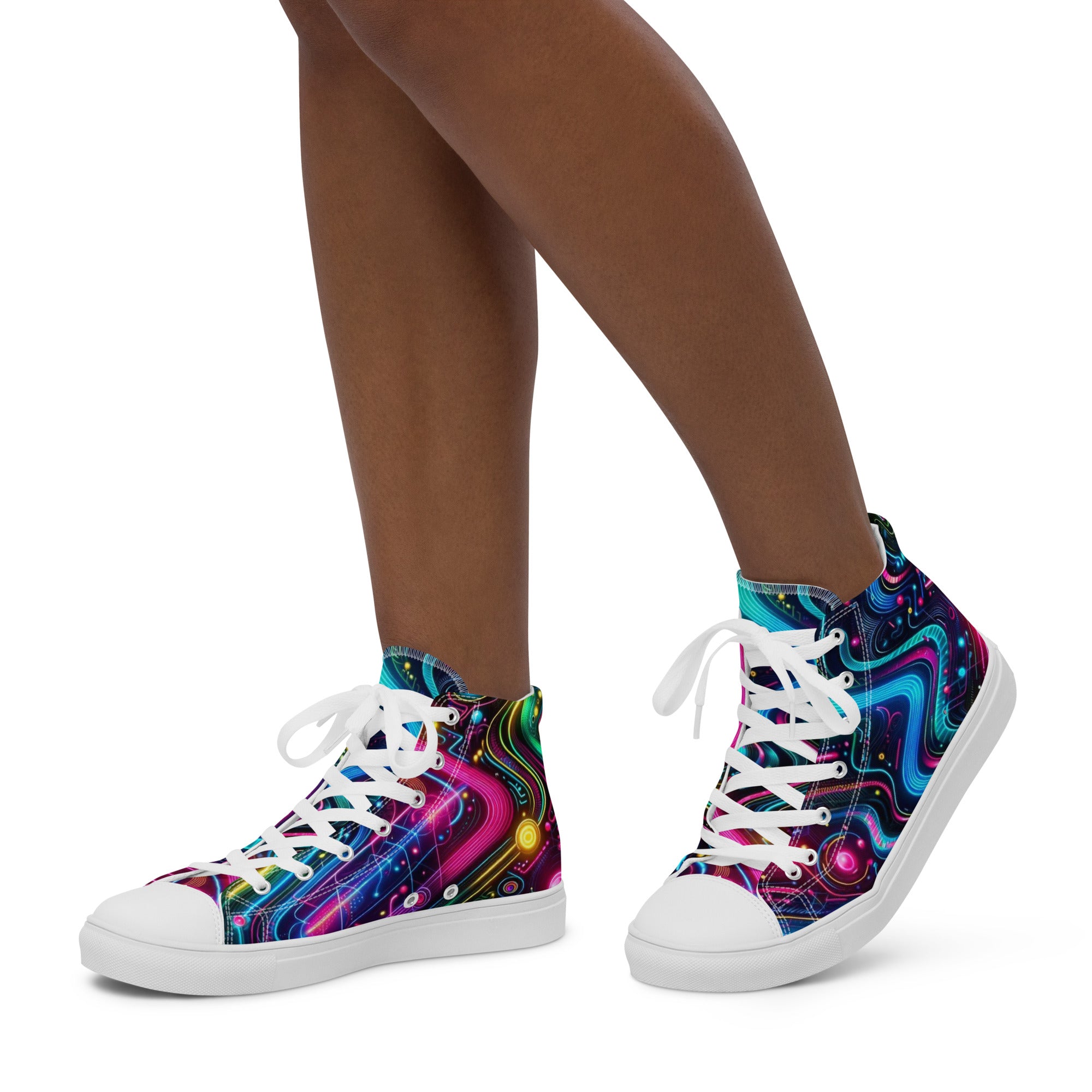 Neon Pulse High Top Canvas Rave Shoes