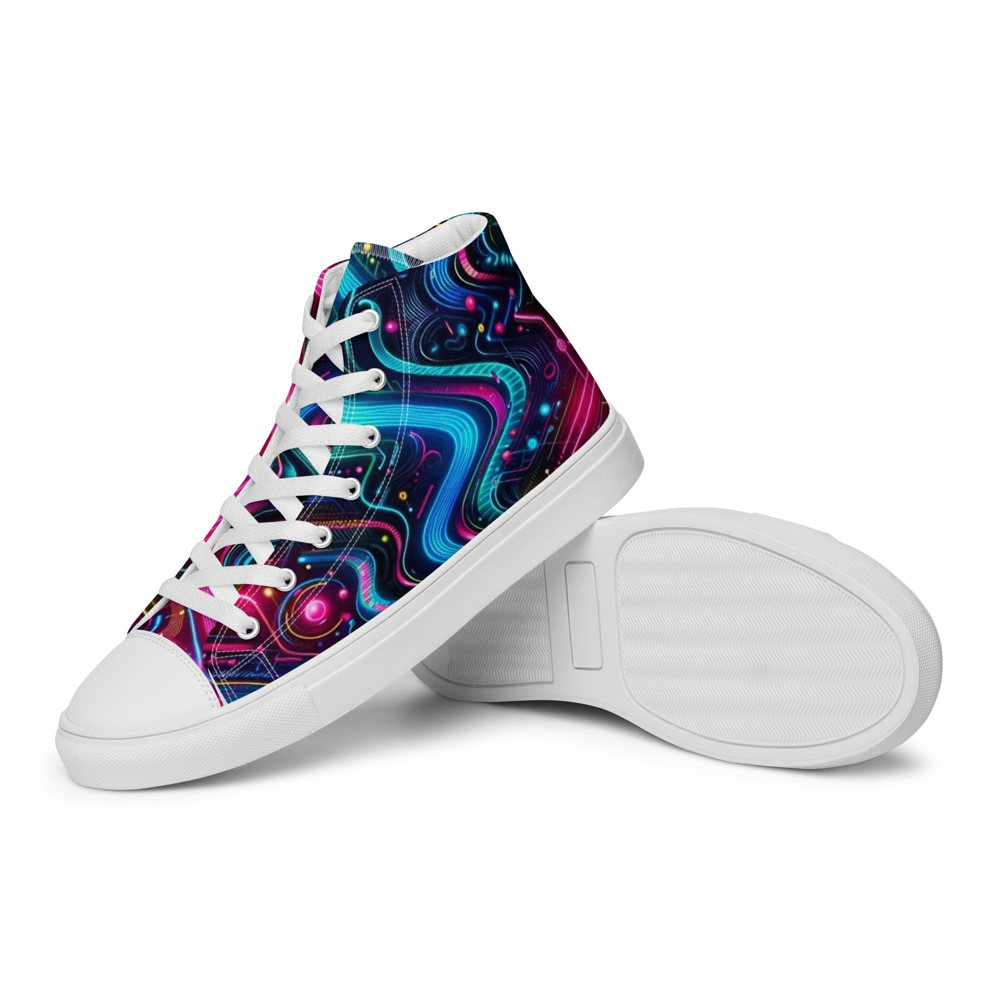 Neon Pulse High Top Canvas Rave Shoes