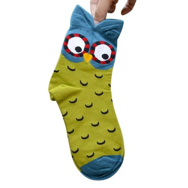 Owl Cartoon Socks Kawaii Women Autumn Casual Ankle Socks 3D Printing Korean Socks Warm Winter Wear Chausettes Femme#A127 SM6