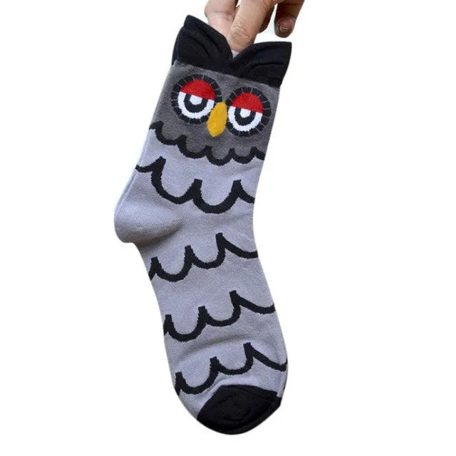 Owl Cartoon Socks Kawaii Women Autumn Casual Ankle Socks 3D Printing Korean Socks Warm Winter Wear Chausettes Femme#A127 SM6