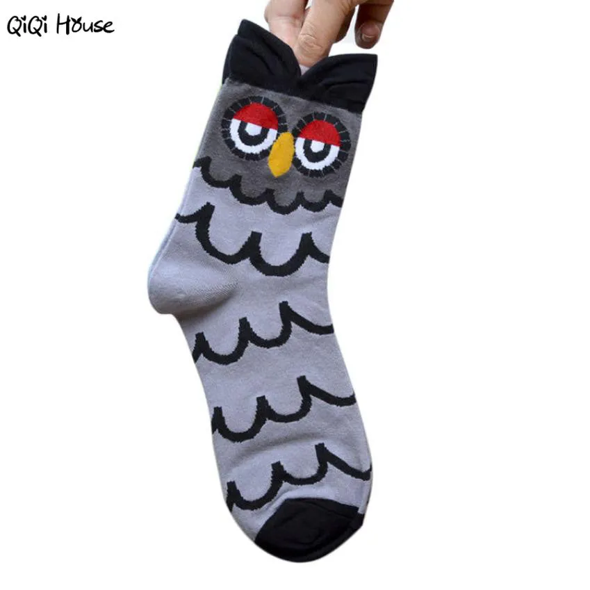 Owl Cartoon Socks Kawaii Women Autumn Casual Ankle Socks 3D Printing Korean Socks Warm Winter Wear Chausettes Femme#A127 SM6