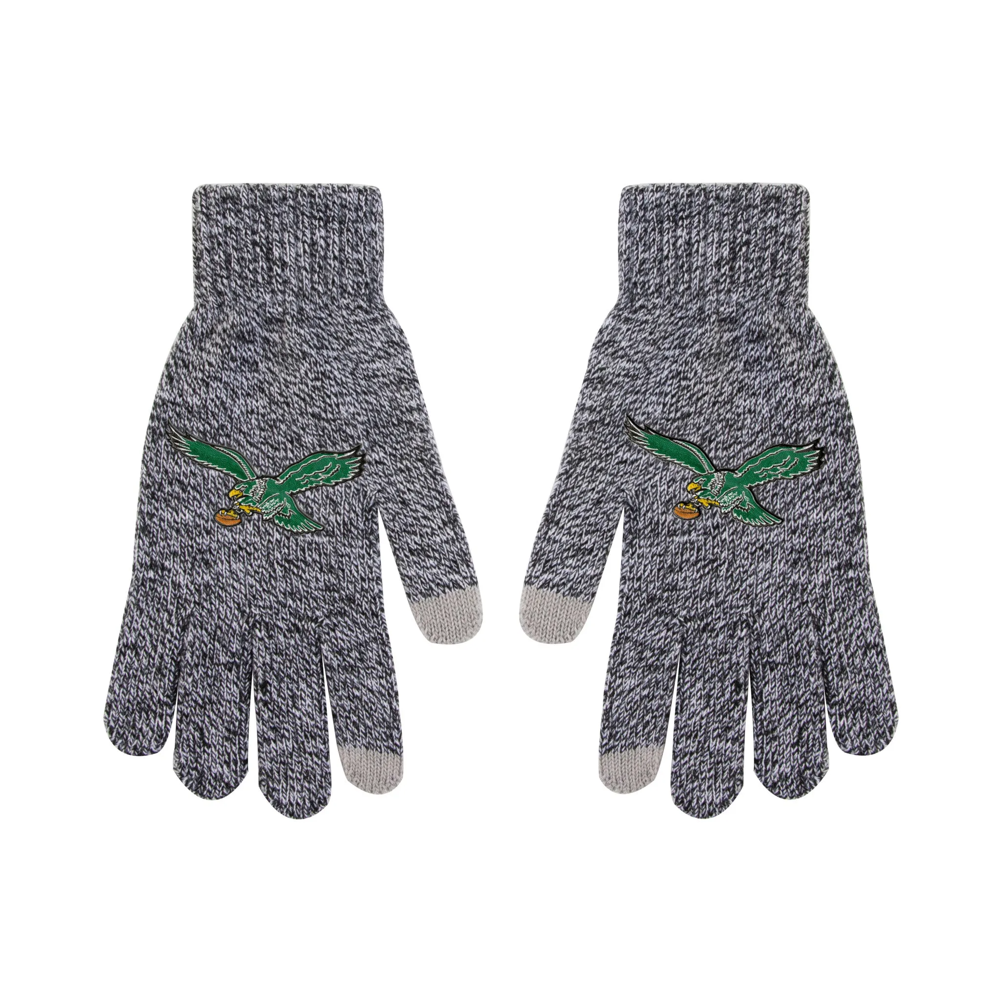 Philadelphia Eagles Gray Knit Gloves with Throwback Logo