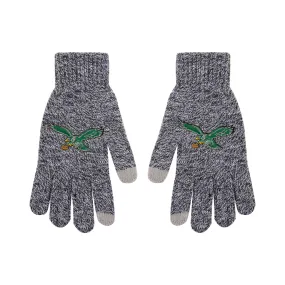 Philadelphia Eagles Gray Knit Gloves with Throwback Logo