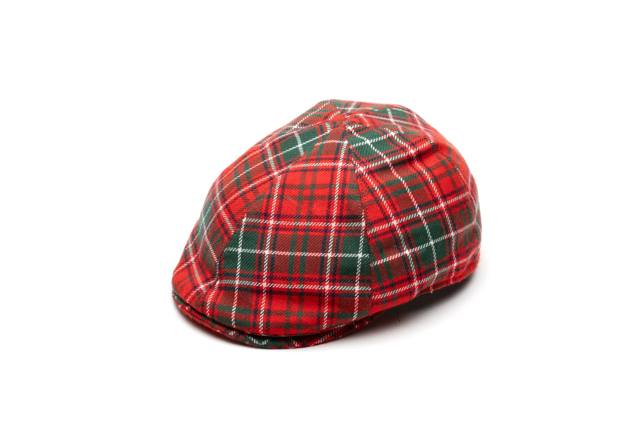 Red Tartan Wool Flat Cap