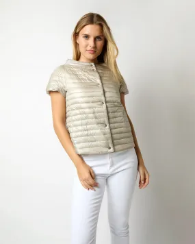 Reversible Cap-Sleeve Jacket in White/Pearl Grey