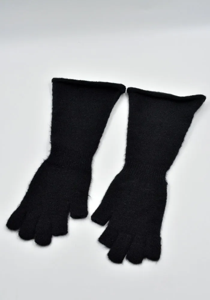 RICK OWENS MEN RR02D6498 KWP KNIT GLOVES BLACK