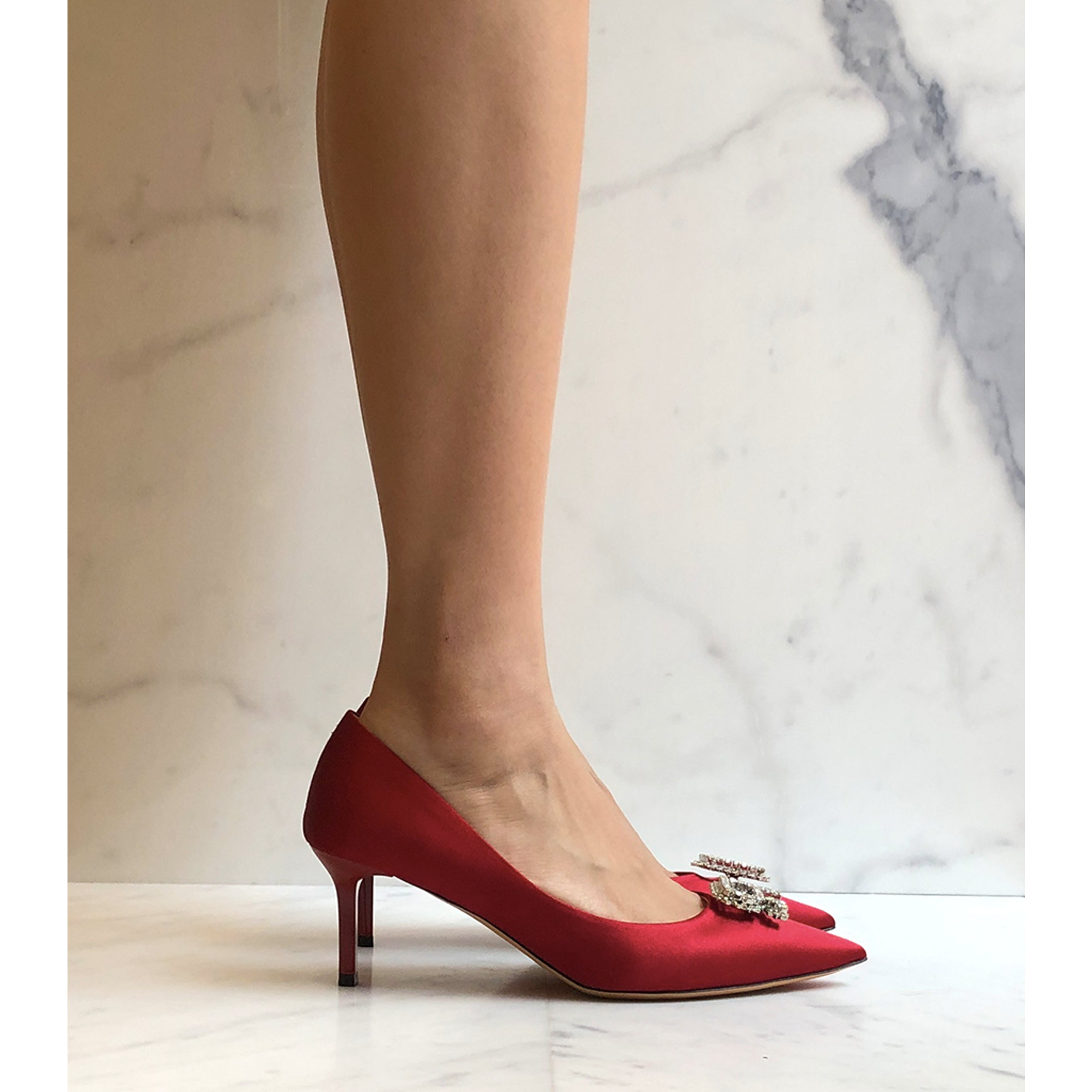 Rochas Pump 60 Satin, Cherry