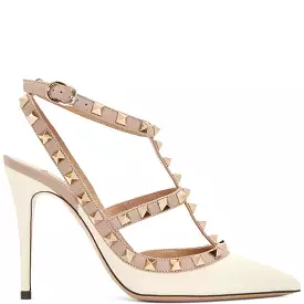 Rockstud Slingback Nappa, Ivory